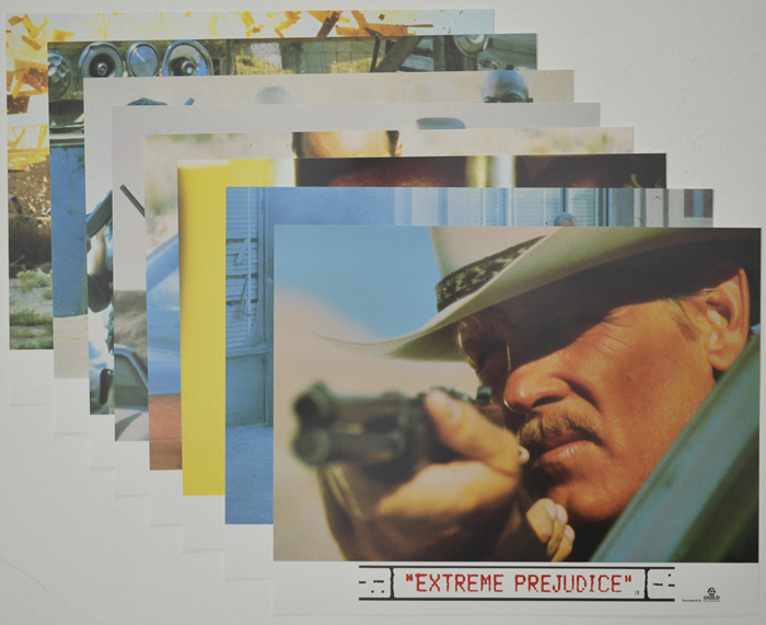 Extreme Prejudice <p><a> Set of 8 Original Colour Front Of House Stills / Lobby Cards  </i></p>