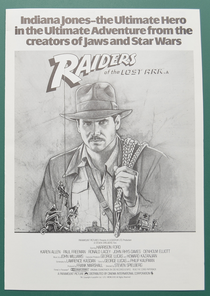 Raiders Of The Lost Ark <p><i> Original 4 Page Cinema Exhibitors Synopsis / Credits Booklet </i></p>