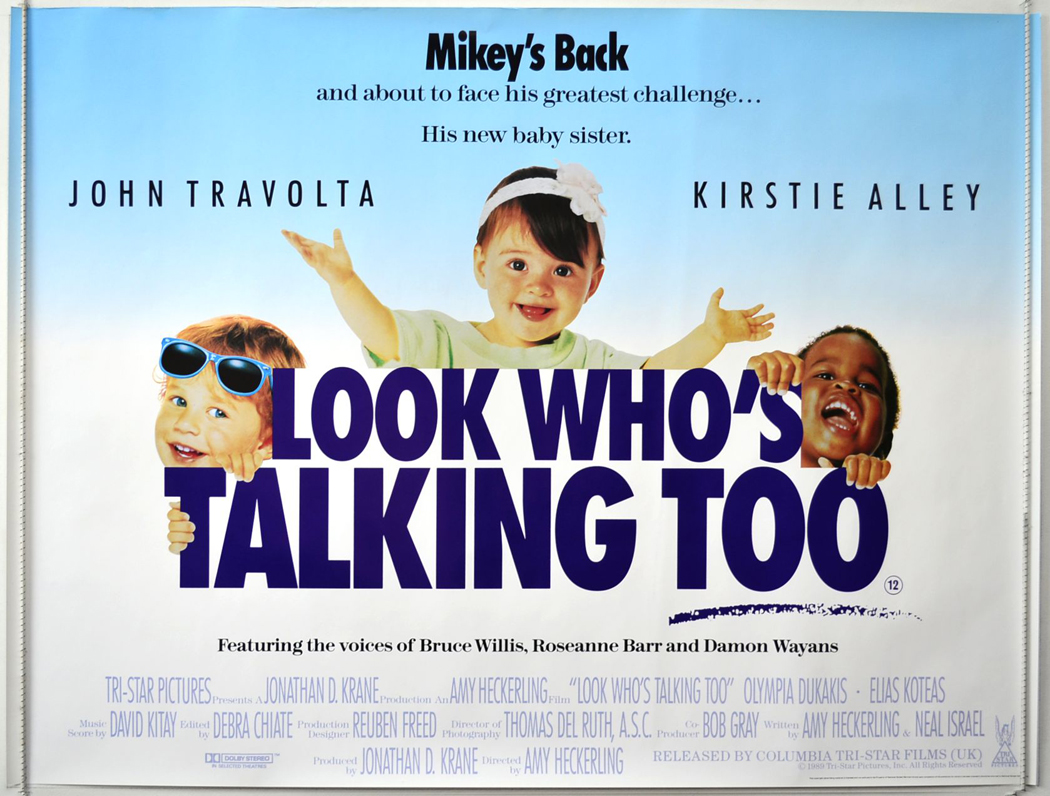 Original 2 Sided Movie Poster John Travolta 27x40 Look Who/'s Talking Too 1990