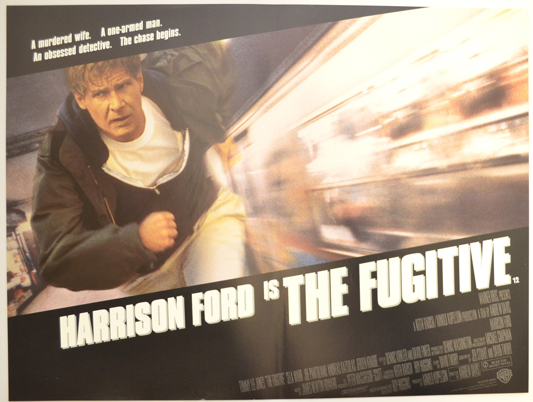 THE FUGITIVE ORIGINAL MOVIE POSTER 1993 ROLLED