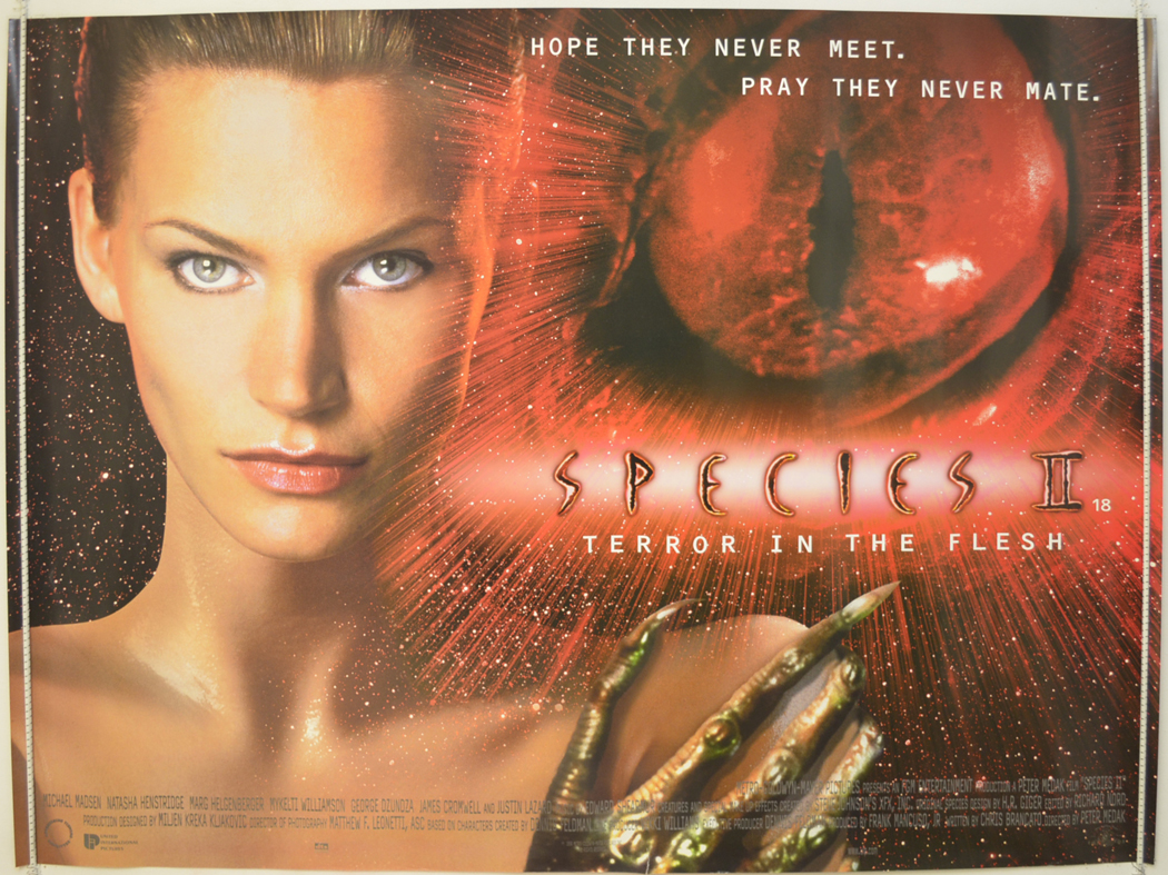 MOVIE REPRO 2 POSTERS SPECIES II FREE SHIP  RP81 O &  RP81 V 2 DIFFERENT 