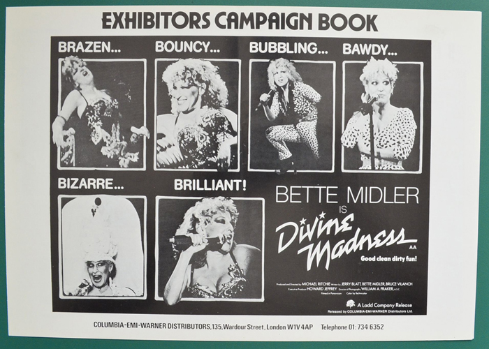Divine Madness (Bette Midler Is) <p><i> Original 4 Page Cinema Exhibitor's Campaign Pressbook </i></p>