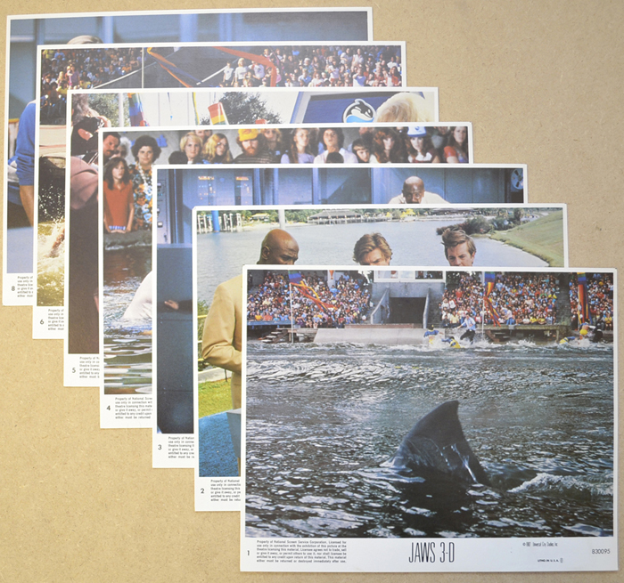 Jaws 3-D <p><i> 7 Original Colour Front Of House Stills / Lobby Cards  </i></p>