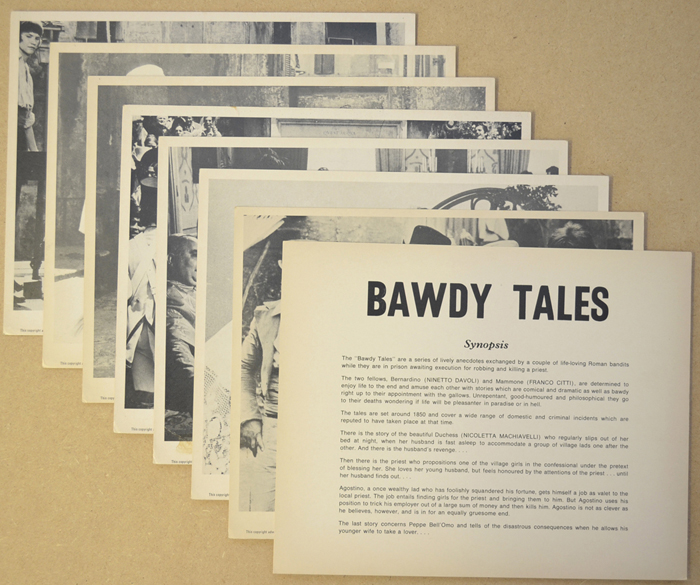 Bawdy Tales <p><a> Set of 8 Original Black and White Front Of House Stills / Lobby Cards  </i></p>
