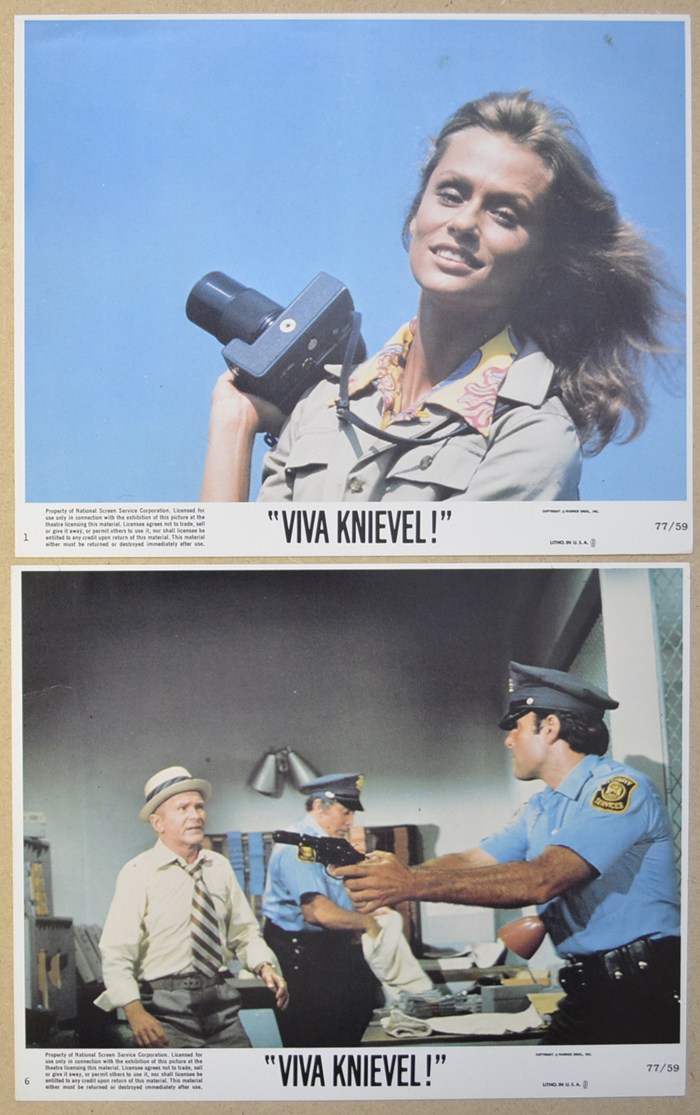 Viva Knievel! <p><a> 2 Original Front Of House Stills / Lobby Cards </i></p>