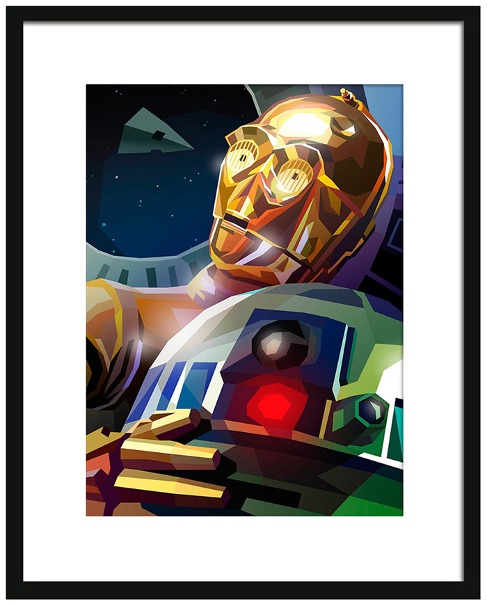 Abstract Star Wars Framed Art Print : R2D2 and C3PO (2018)