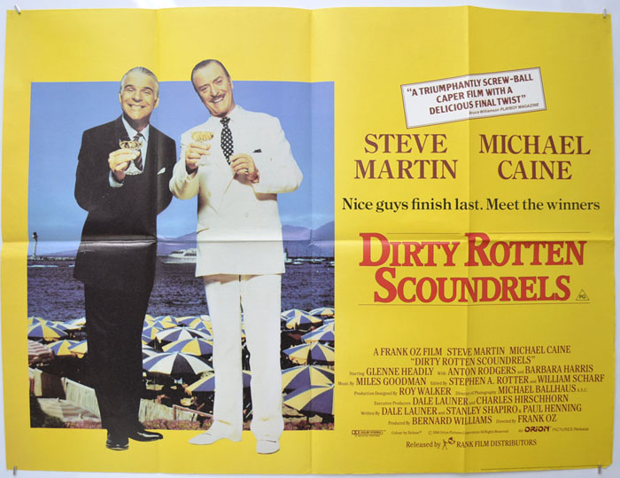 Dirty Rotten Scoundrels - Original Cinema Movie Poster From pastposters.com  British Quad Posters and US 1-Sheet Posters