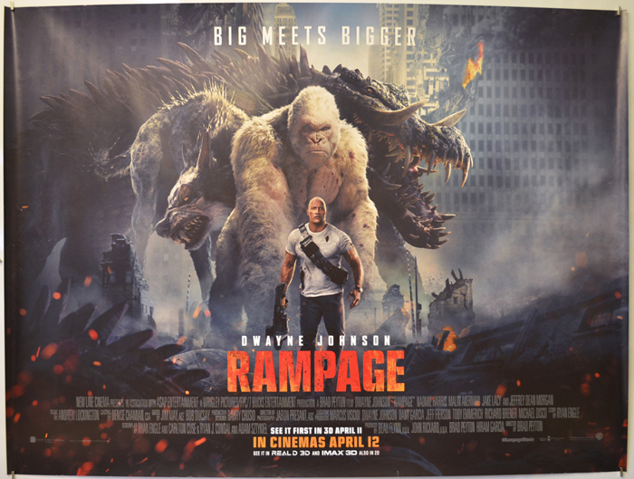 11"x17" Authentic Movie Collector's Mini Poster! 2018 The Rock Rampage 