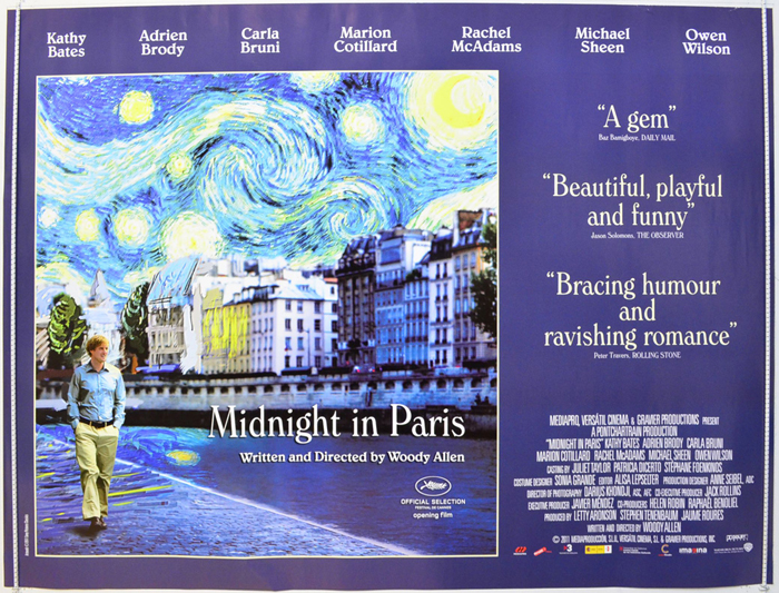 MIDNIGHT IN PARIS MOVIE POSTER FILM A4 A3 ART PRINT CINEMA