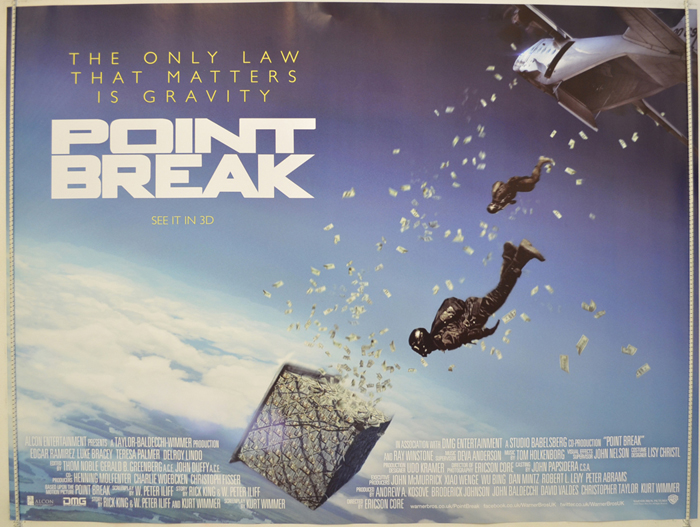 ROLLED POINT BREAK 1991 DOUBLE-SIDED ORIGINAL MOVIE POSTER 
