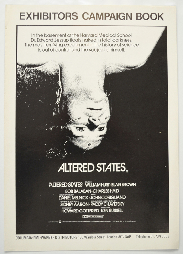 Altered States <p><i> Original 6 Page Cinema Exhibitors Campaign Pressbook </i></p>