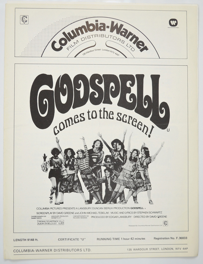 Godspell <p><i> Original 4 Page Cinema Exhibitors Campaign Pressbook </i></p>