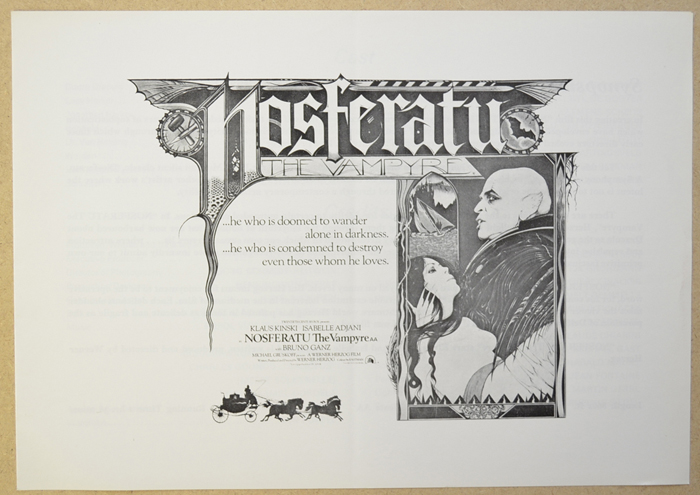 Nosferatu The Vampyre <p><i> Original Cinema Exhibitor's Press Synopsis / Credits Booklet </i></p>