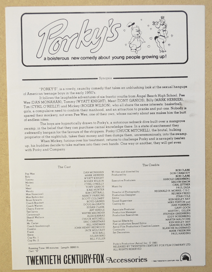 Porky's <p><i> Original 4 Page Cinema Exhibitors Campaign Pressbook </i></p>