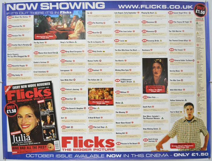 Flicks (October 1999)  <p><i> (Cinema Advertising Poster) </i></p>