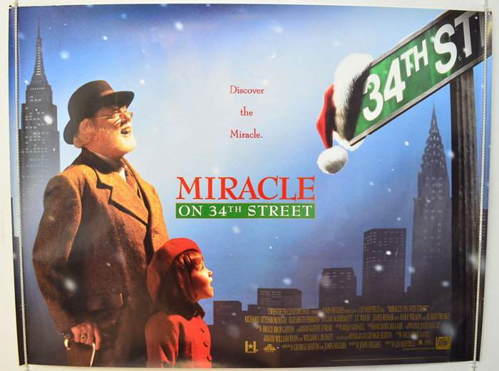 A The Miracle on 34th Street Movie POSTER 27 x 40 Richard Attenborough USA NEW 