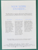New York Stories  - Info Booklet -  Back