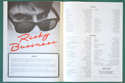 Risky Business   - Synopsis Leaflet - Inside