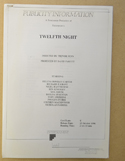 TWELFTH NIGHT Original Cinema Press Kit – Production Info