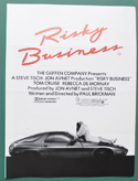 RISKY BUSINESS – Cinema Exhibitors Campaign Press Book – Synopsis Back