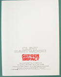 SUDDEN IMPACT – Cinema Exhibitors Campaign Press Book – Synopsis Back