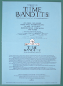 TIME BANDITS – Cinema Exhibitors Synopsis / Credits Booklet - Back