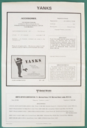 YANKS – Cinema Exhibitors Campaign Press Book - Back