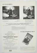 THE ELEPHANT MAN Cinema Exhibitors Campaign Pressbook - BACK