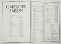 GREYSTOKE : THE LEGEND OF TARZAN Cinema Exhibitors Campaign Pressbook - INSIDE