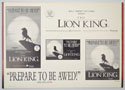 THE LION KING Cinema Exhibitors Campaign Press Book - BACK