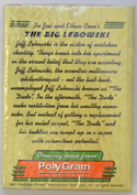 THE BIG LEBOWSKI - Promotional Playing Cards - BACK