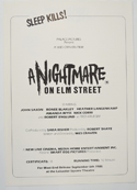 A Nightmare On Elm Street <p><i> Original Cinema Exhibitor's Press Synopsis / Credits Booklet </i></p>