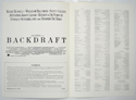 BACKDRAFT Cinema Exhibitors Press Synopsis Credits Booklet - INSIDE