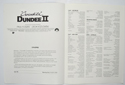 CROCODILE DUNDEE II Cinema Exhibitors Press Synopsis Credits Booklet - INSIDE