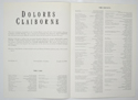 DOLORES CLAIBORNE Cinema Exhibitors Press Synopsis Credits Booklet - INSIDE